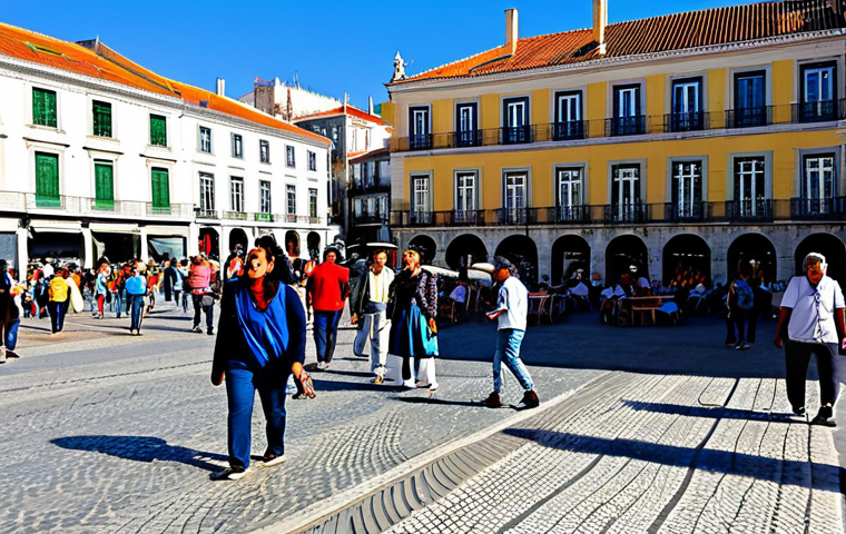 **
A vibrant public square in Lisbon, Portugal, filled with people of diverse ages and backgrounds, enjoying a sunny afternoon. Include traditional Portuguese architecture in the background, with families strolling, street performers entertaining, and outdoor cafes bustling with activity. Everyone is fully clothed in appropriate attire. safe for work, perfect anatomy, natural proportions, professional photography, high quality, appropriate content, modest, family-friendly.
**